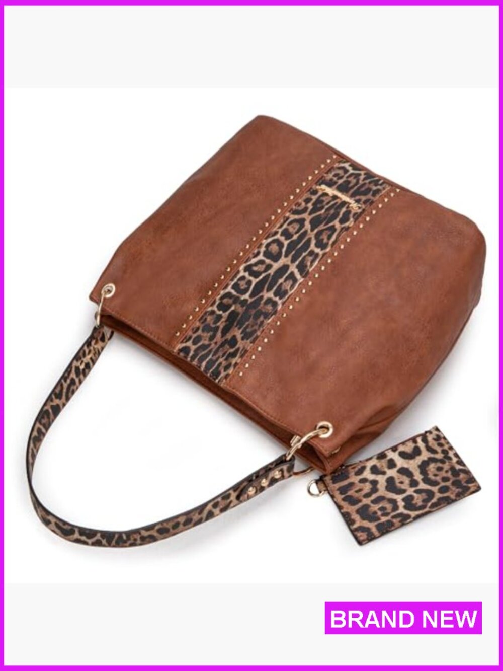 Faux Leather Hobo Bag with Back Pocket Spacious Shoulder Tote Zipper Closure - Picture 3 of 7